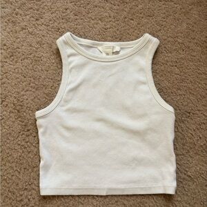White Ribbed Tank Top